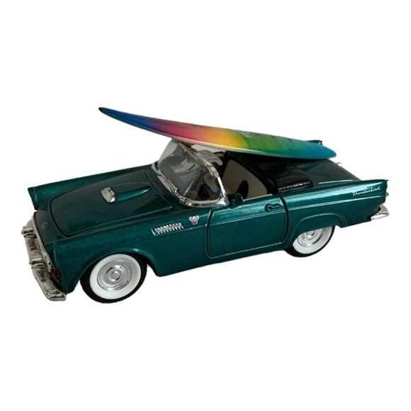 1955 Ford Thunderbird Green Die-Cast Model Car Surfboard Rare Collectible - Picture 2 of 4